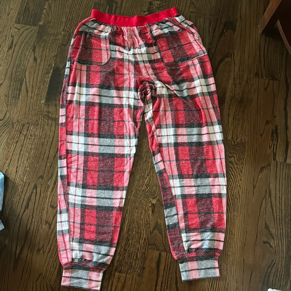 red plaid pajama pants